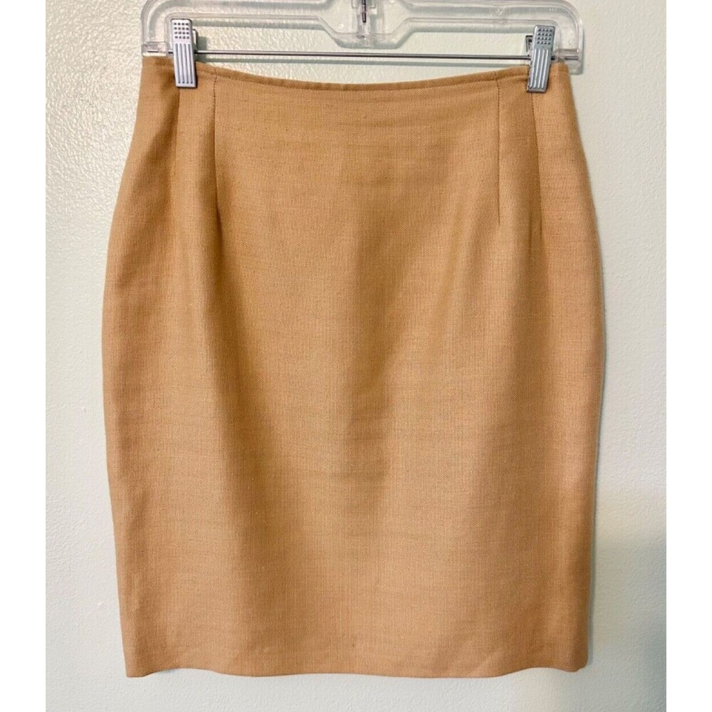 CAROLL PARIS Made in FRANCE LINEN‎ Blend Tan Skirt Size 42